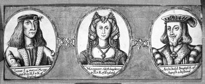 Margaret Tudor with Two of Her Husbands, James IV and Archibald Douglas by English School